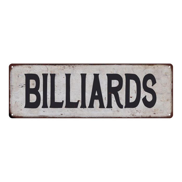 BILLIARDS Vintage Look Rustic 6x18 Metal Sign Chic Retro 106180035045