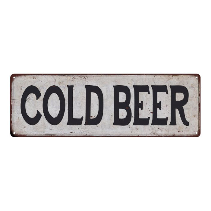 COLD BEER Vintage Look Rustic 6x18 Metal Sign Chic Retro 106180035049