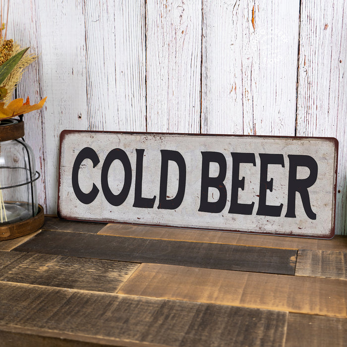 COLD BEER Vintage Look Rustic Metal Sign Chic Retro