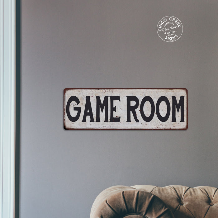 GAME ROOM Vintage Look Rustic Metal Sign Chic Retro