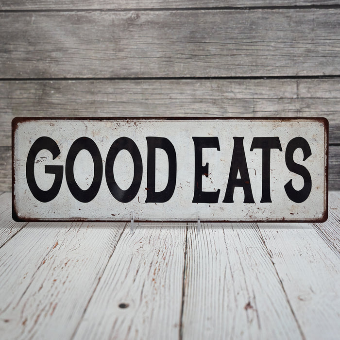GOOD EATS Vintage Look Rustic 6x18 Metal Sign Chic Retro