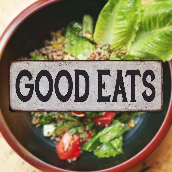 GOOD EATS Vintage Look Rustic 6x18 Metal Sign Chic Retro