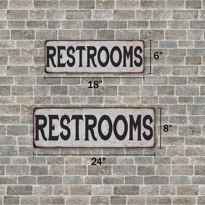 RESTROOMS Vintage Look Rustic 6x18 Metal Sign Chic Retro 106180035063