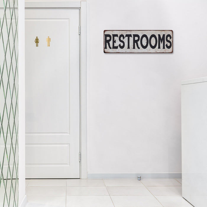 RESTROOMS Vintage Look Rustic 6x18 Metal Sign Chic Retro 106180035063