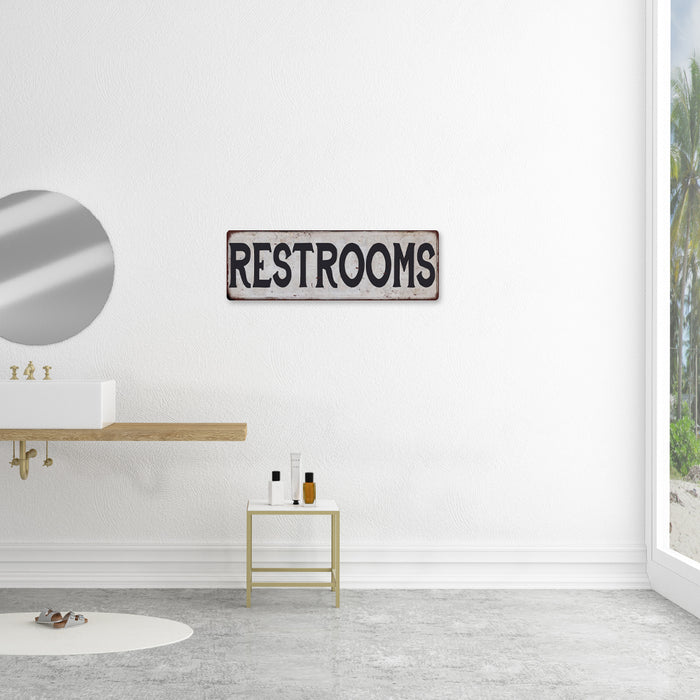 RESTROOMS Vintage Look Rustic 6x18 Metal Sign Chic Retro 106180035063