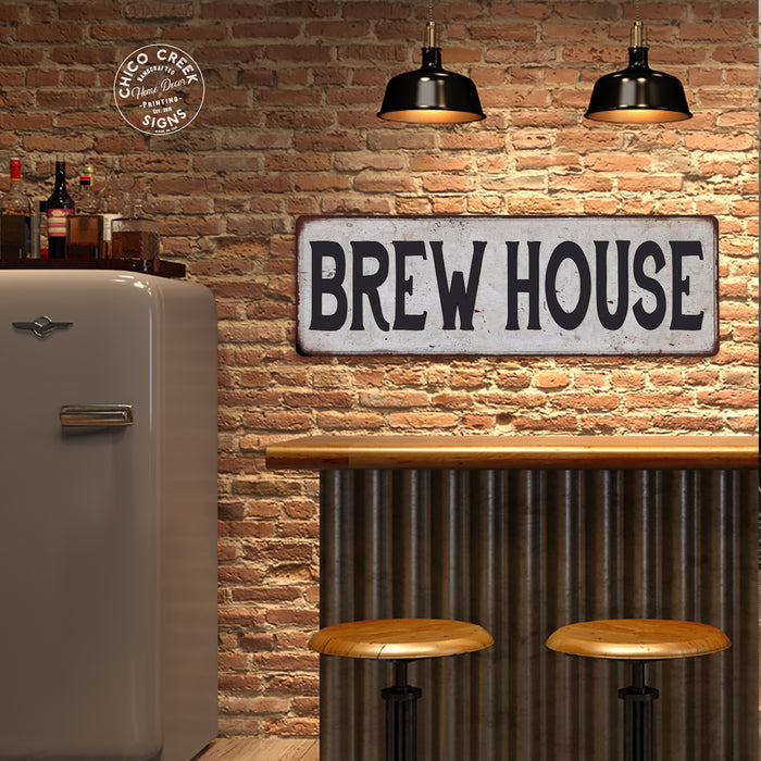 BREW HOUSE Vintage Look Rustic Metal Sign Chic Retro