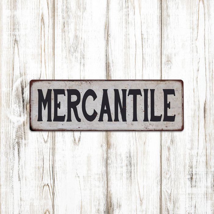 MERCANTILE Vintage Look Rustic Metal Sign Chic Retro 106180035082