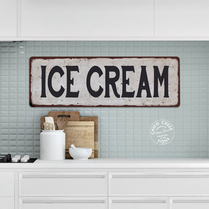 ICE CREAM Vintage Look Rustic Metal Sign Chic Retro