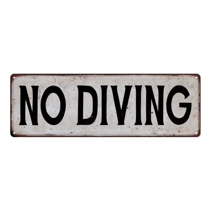 NO DIVING Vintage Look Rustic Metal 6x18 Sign City State 106180041209