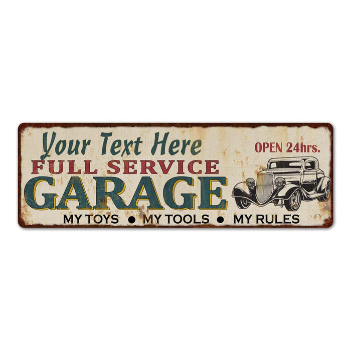 Personalized Full Service Garage Metal Sign Rustic Man Cave 106180047001