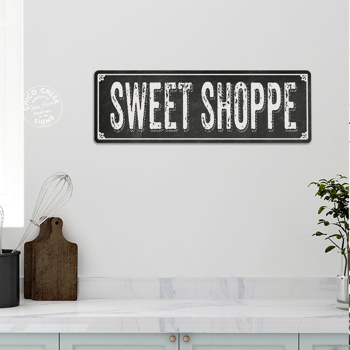 SWEET SHOPPE Shabby Chic Black Chalkboard Metal Sign Decor 106180050040