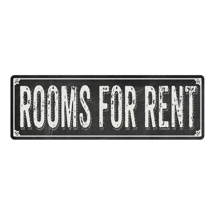 ROOMS FOR RENT Shabby Chic Black Chalkboard Metal Sign 6x18 Decor 106180050064