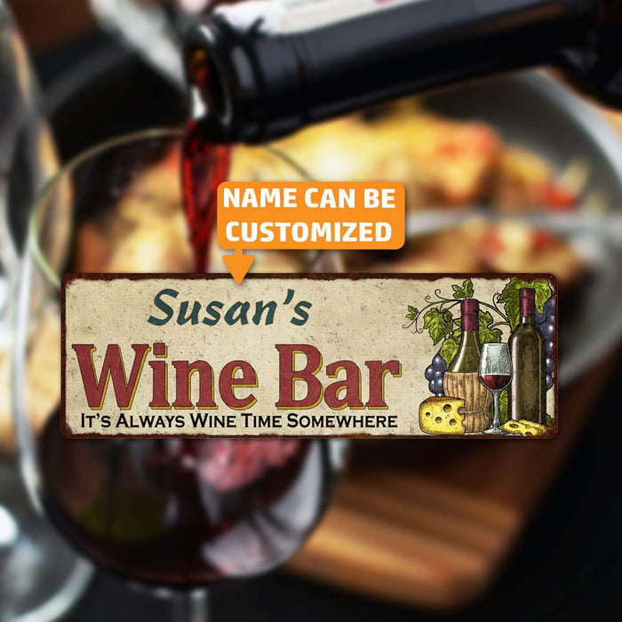 Personalized Wine Bar Home Decor Metal Gift 6x18 Sign 106180052001