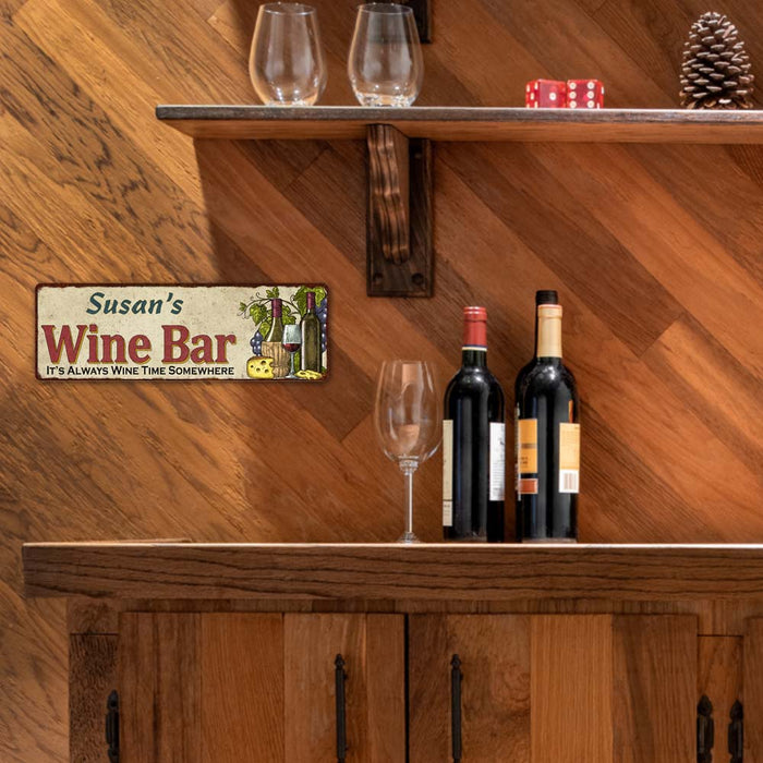 Personalized Wine Bar Home Decor Metal Gift 6x18 Sign 106180052001