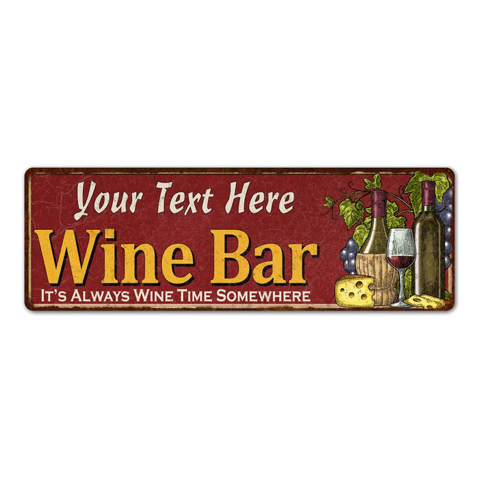 Personalized Wine Bar Red Home Kitchen Decor 6x18 Sign 106180056001