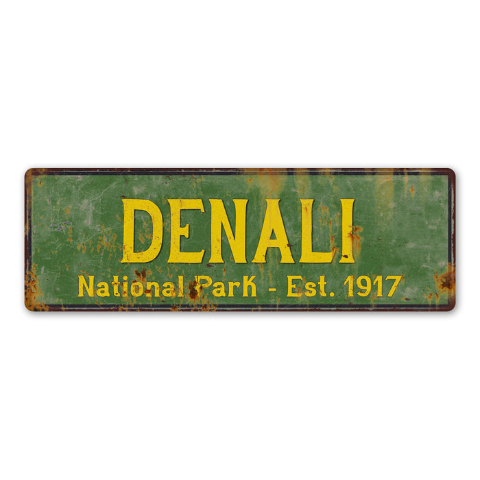 Denali National Park Rustic Metal 6x18 Sign Cabin Wall Decor