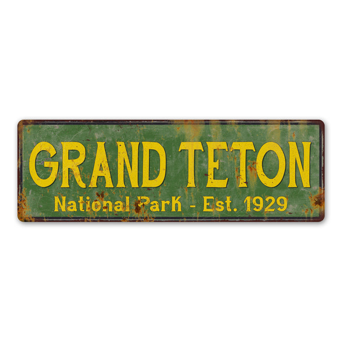 Grand Teton National Park Rustic Metal 6x18 Sign Cabin Wall Decor