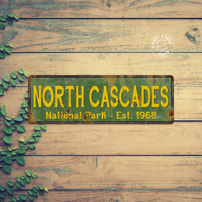 North Cascades National Park Rustic Metal Sign Cabin Decor 106180057044