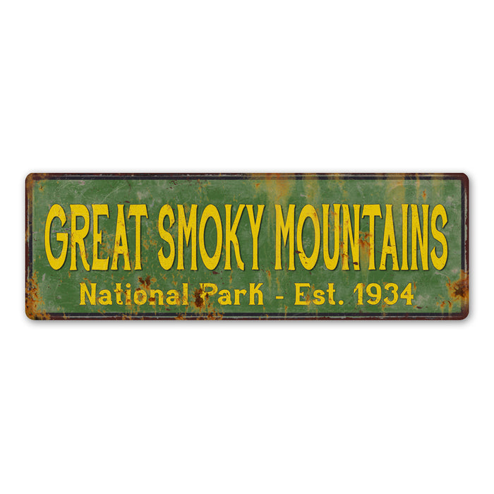 Great Smoky Mountains National Park Rustic Metal 6x18 Sign Decor
