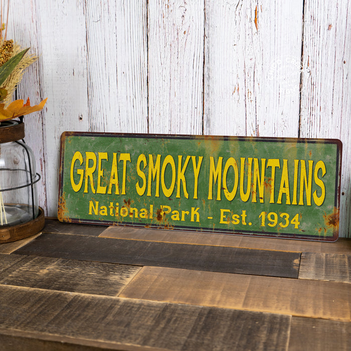 Great Smoky Mountains National Park Rustic Metal 6x18 Sign Decor