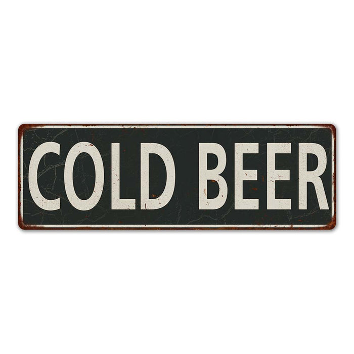 Cold Beer Metal Sign Vintage Looking