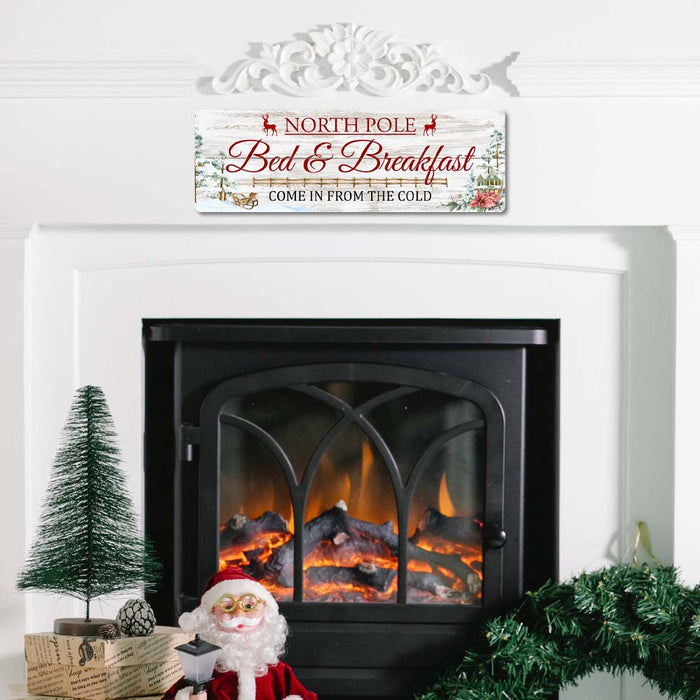 North Pole Bed and Breakfast Come In From The Cold Holiday Chistmas Wall Decor Metal Sign 1006180065018