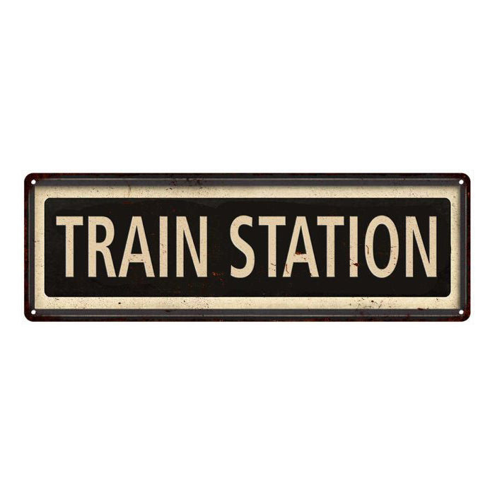 Framed Train Station Vintage Looking Metal Sign Home Decor 6x18 106180066002