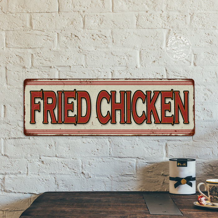 Fried Chicken Restaurant Diner Food Vintage Look Metal Sign