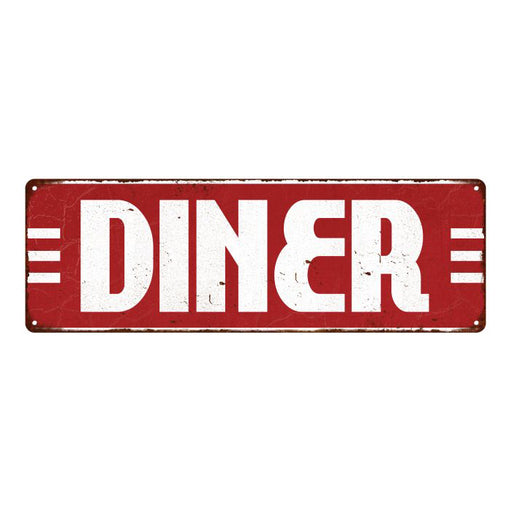 Diner Red Restaurant Diner Food Vintage Look Metal Sign 6x18 106180069007