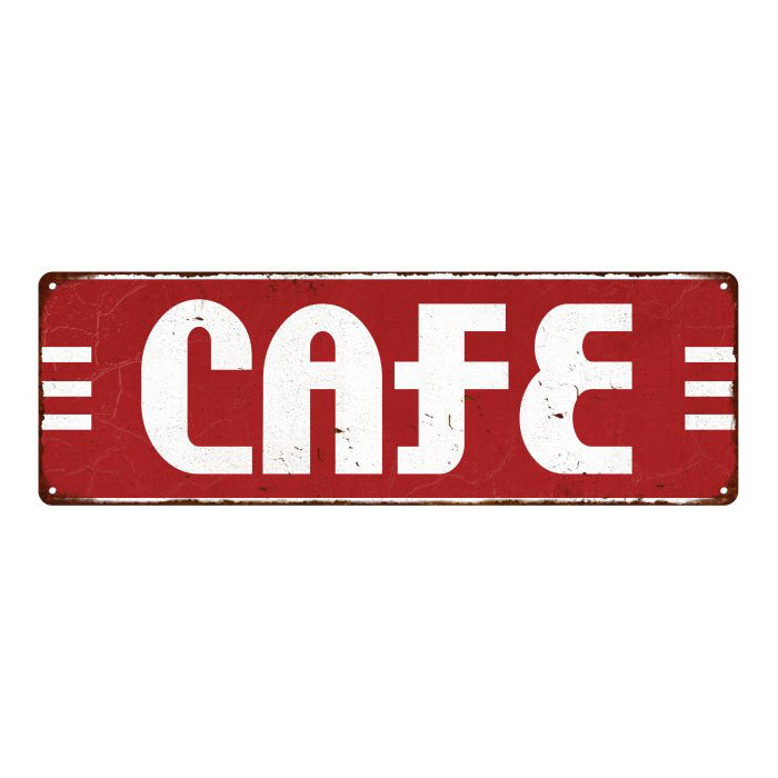 Café Red Restaurant Diner Food Vintage Look Metal Sign 6x18 106180069008
