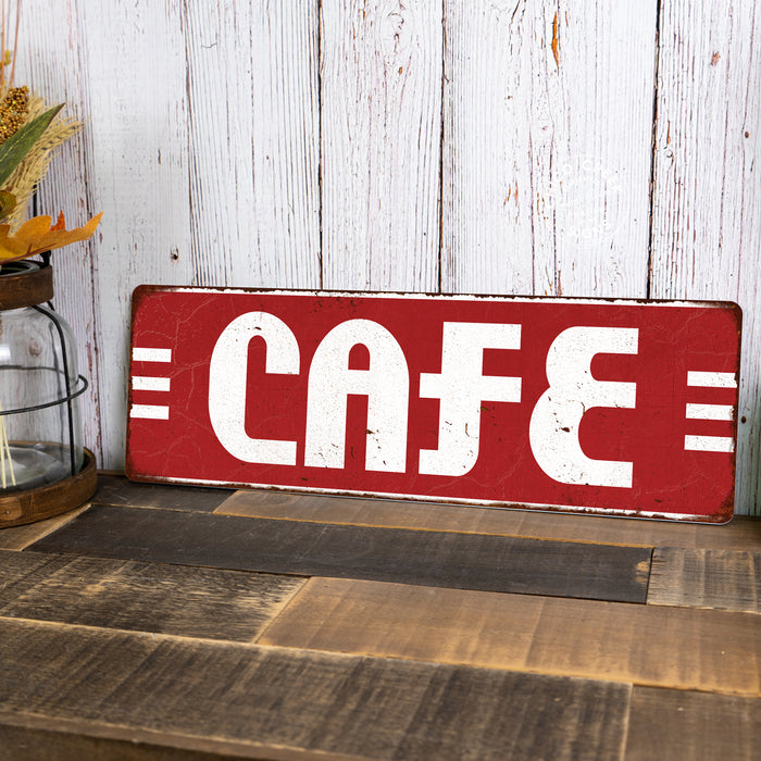 Cafe Red Restaurant Diner Food Vintage Look Metal Sign