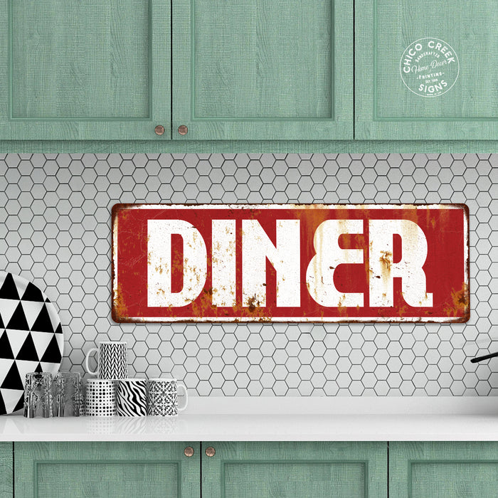 Red Diner Restaurant Diner Food Vintage Look Metal Sign 106180069012