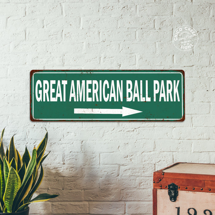 Great American Ball Park Vintage Look Baseball Metal Sign
