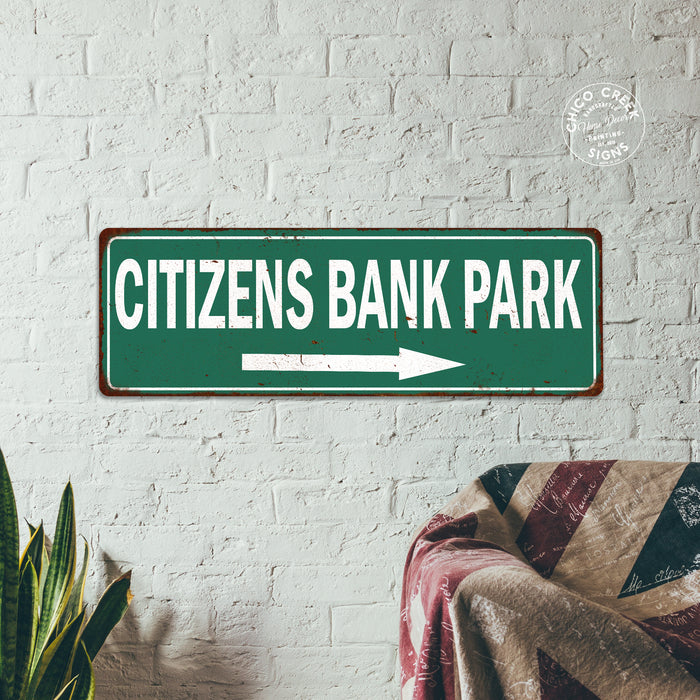 Citizens Bank Park Vintage Look Ballpark Baseball Metal Sign