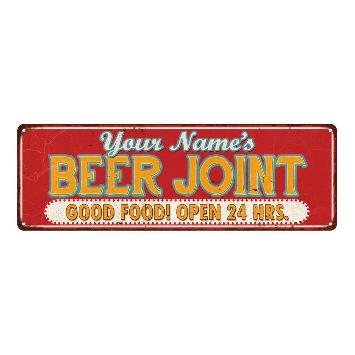 Your Name's Beer Joint Personalized Vintage Metal Sign 6x18 106180077002