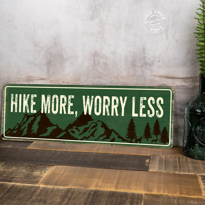 Hike More, Worry Less Camping Outdoors Metal Sign Gift