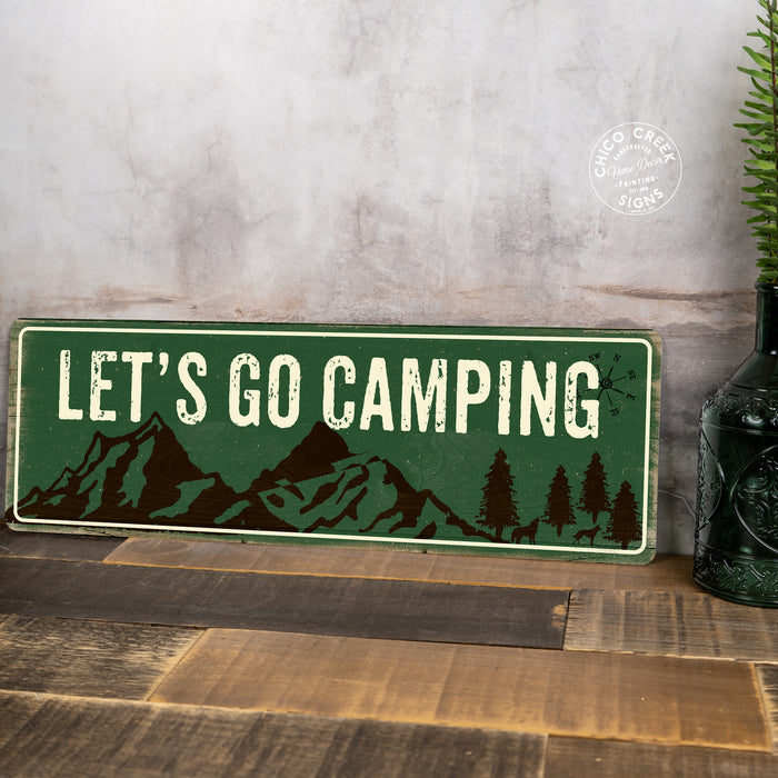 Let's Go Camping Camping Outdoors Metal Sign Gift
