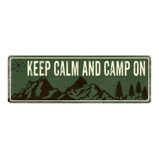 Keep Calm, Camp On Camping Outdoors Metal Sign Gift 6x18 106180091012