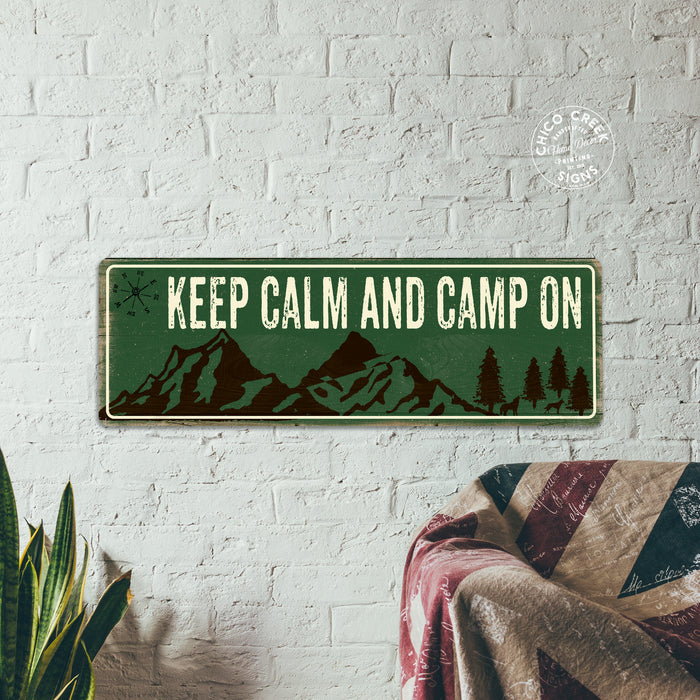 Keep Calm, Camp On Camping Outdoors Metal Sign Gift
