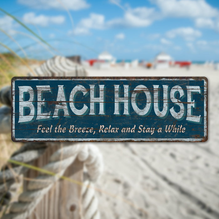 Beach House Rustic 6x18 Metal Sign Chic Retro