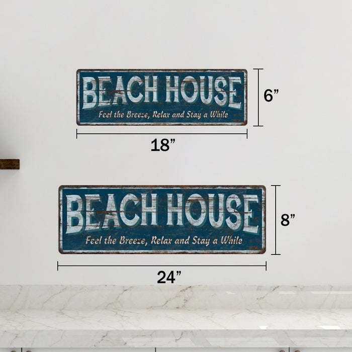 Beach House Rustic 6x18 Metal Sign Chic Retro