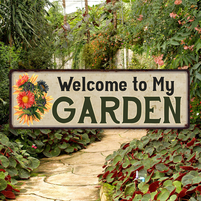 Welcome To My Garden Rustic She Shed Metal Sign 106180091031