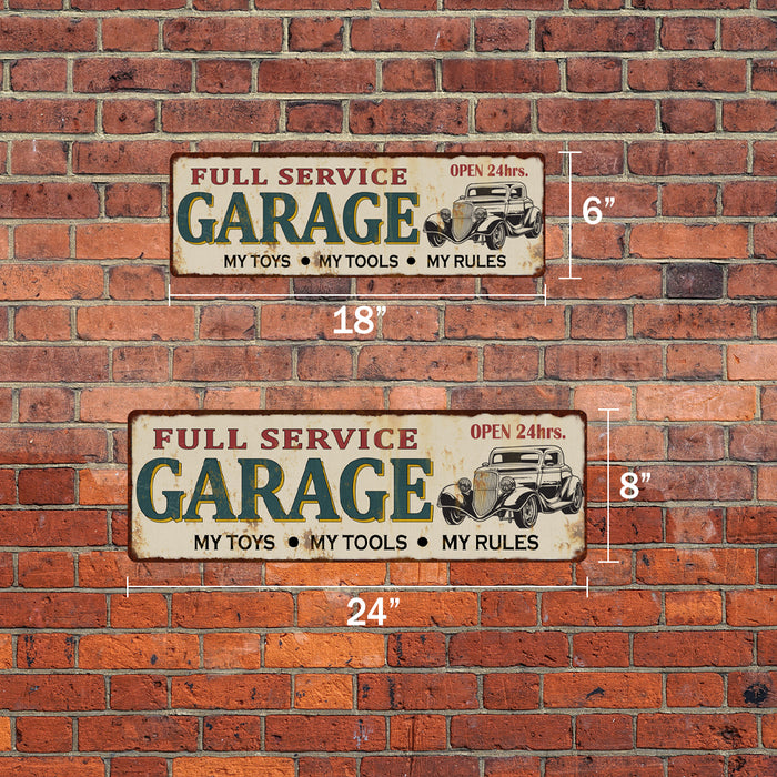 Full Service Garage Sign Decor Wall Art Signs Shop Mechanic Rustic Tin Plaque