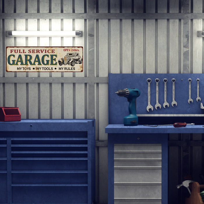 Full Service Garage Sign Decor Wall Art Signs Shop Mechanic Rustic Tin Plaque