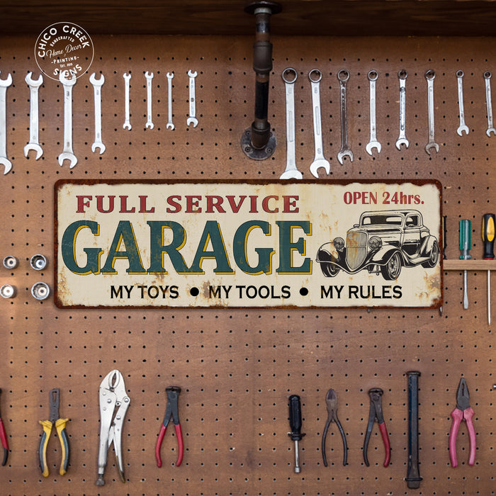 Full Service Garage Sign Decor Wall Art Signs Shop Mechanic Rustic Tin Plaque