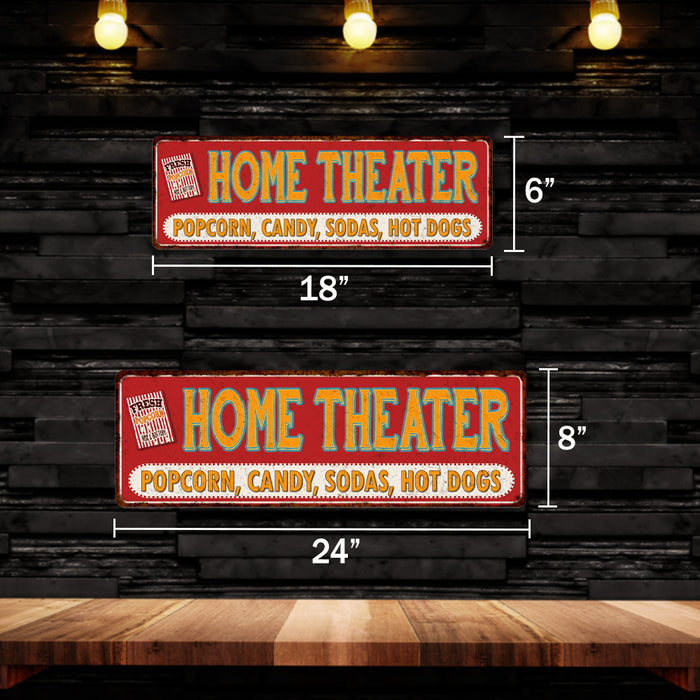 Home Theater Metal Sign Movie Room Concessions Popcorn Wall Decor Plaque