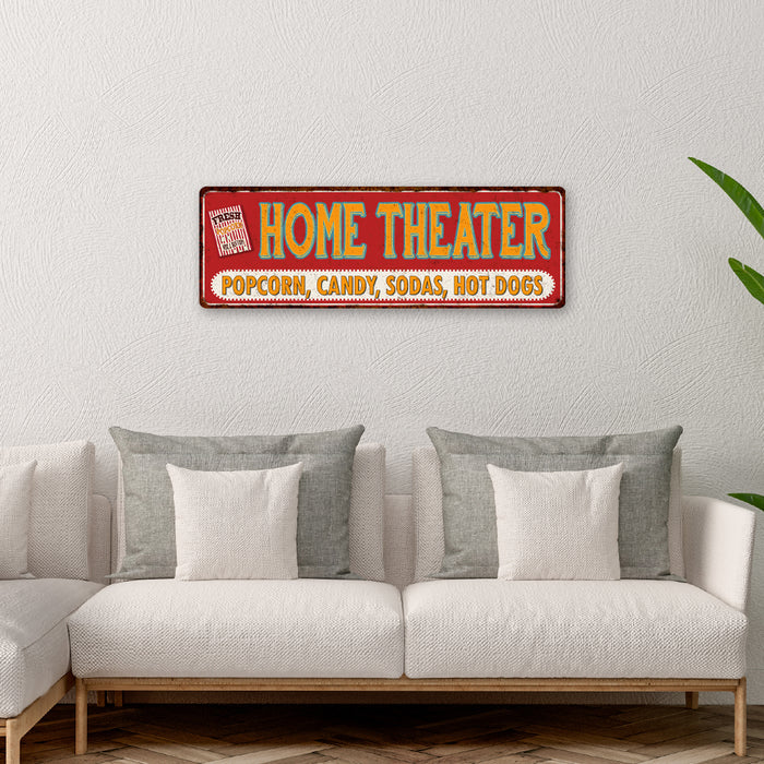Home Theater Metal Sign Movie Room Concessions Popcorn Wall Decor Plaque