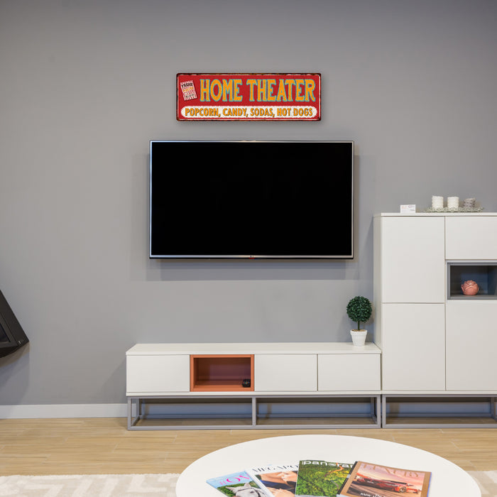 Home Theater Metal Sign Movie Room Concessions Popcorn Wall Decor Plaque