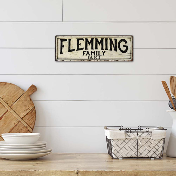 Personalized Family Name Established Date Rustic Style Wood Look Sign Metal Decor 106180102004