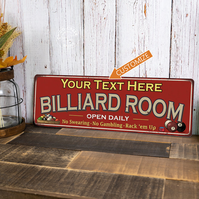 Personalized Billiard Room Red Sign Game Room Pool 6x18 106180105001